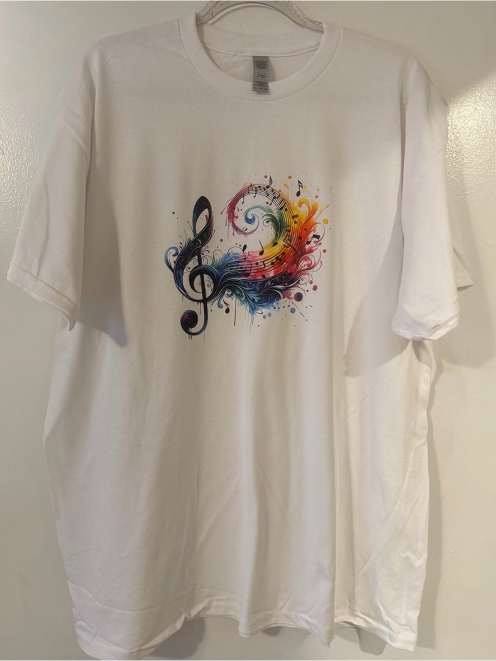 White Graphic Music Treble Clef T-Shirt - Picture 4 of 4